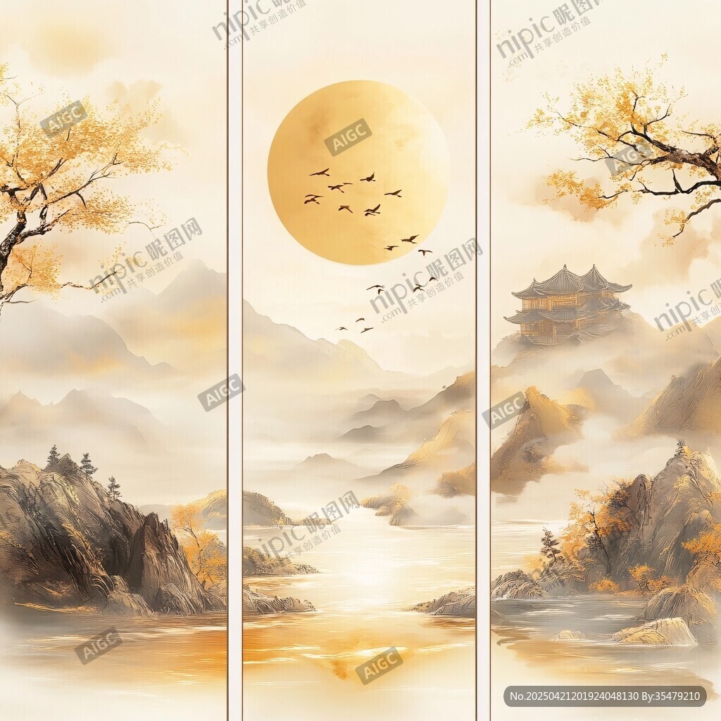 金秋山水图