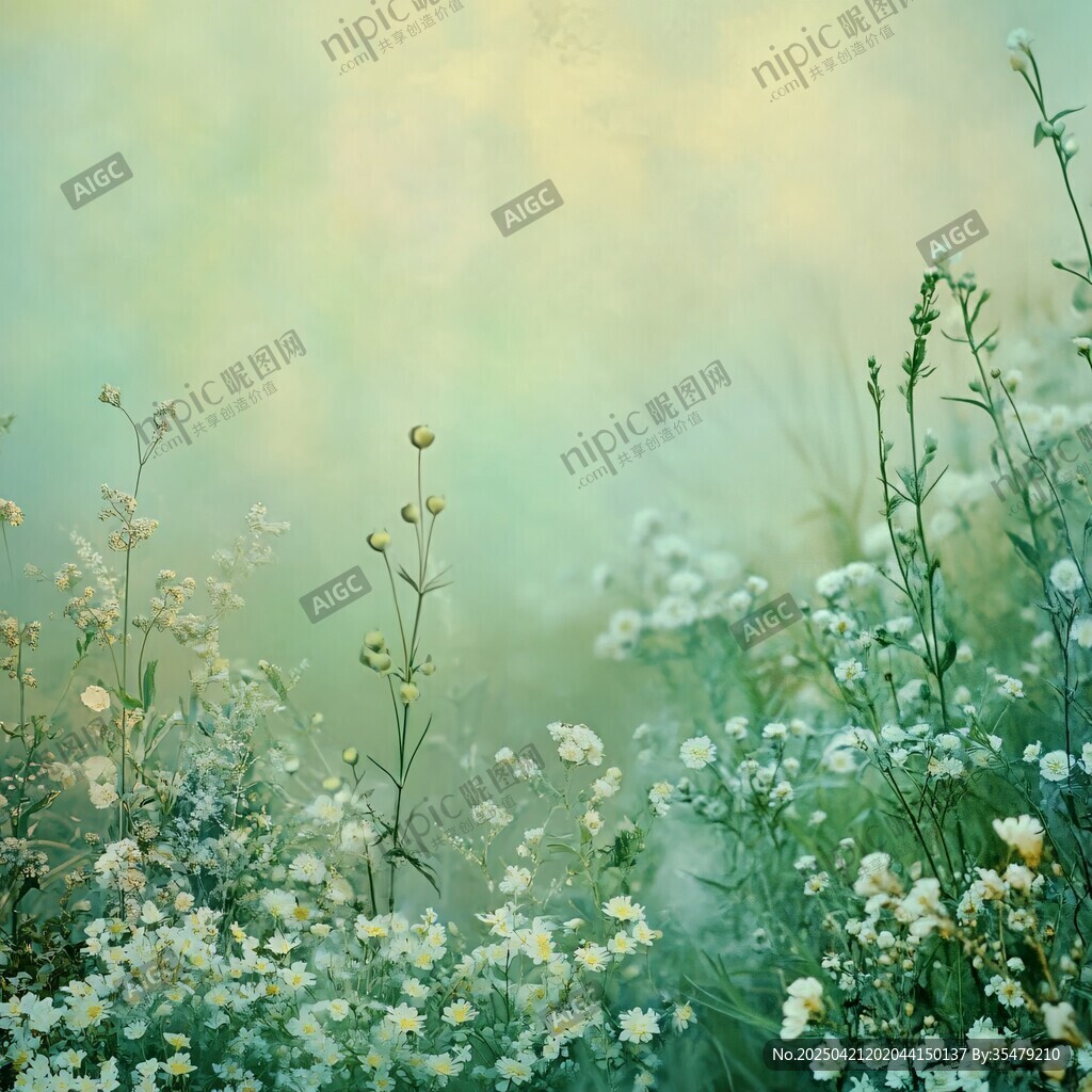 梦幻草地白花清新景致