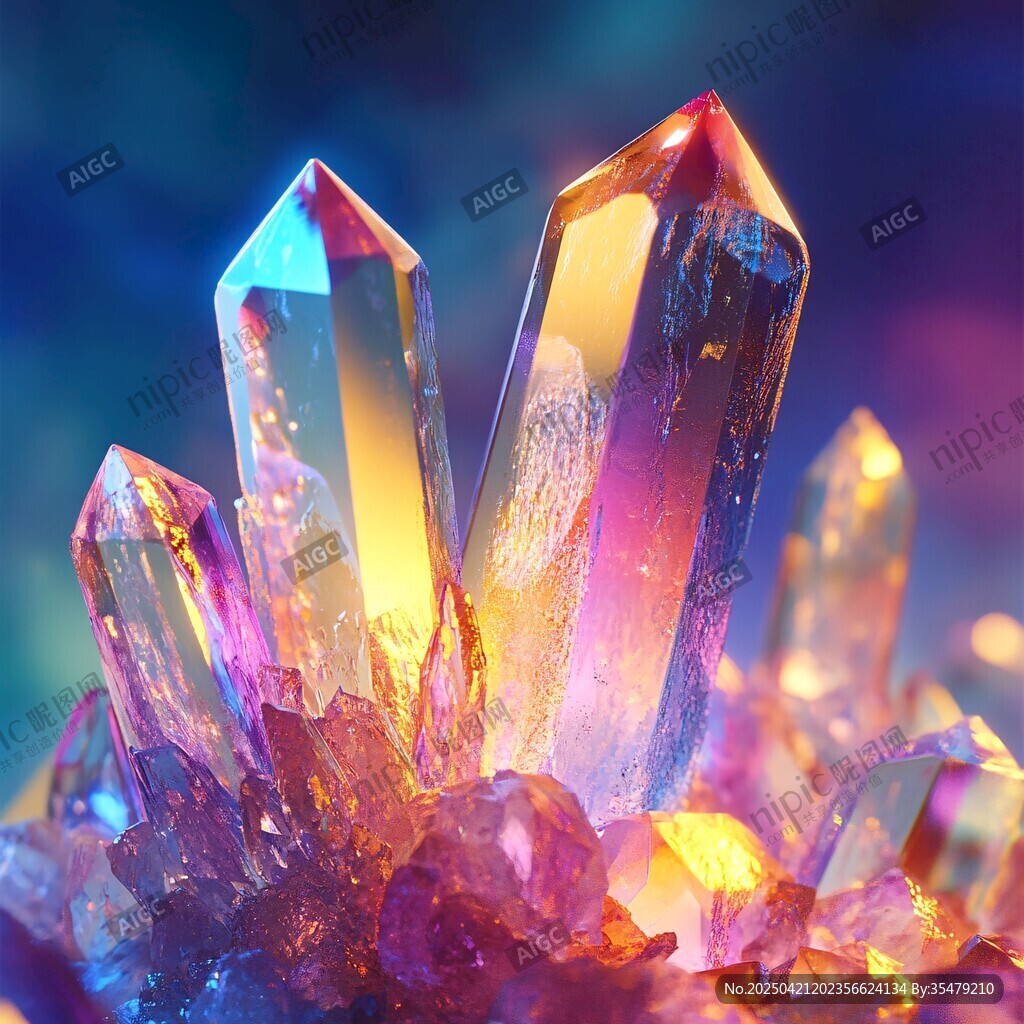 梦幻炫彩水晶簇闪耀光芒