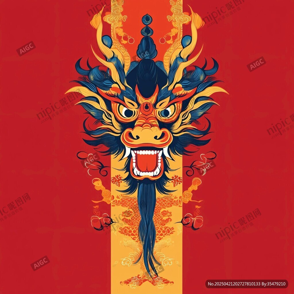 中式龙图腾传统艺术插画