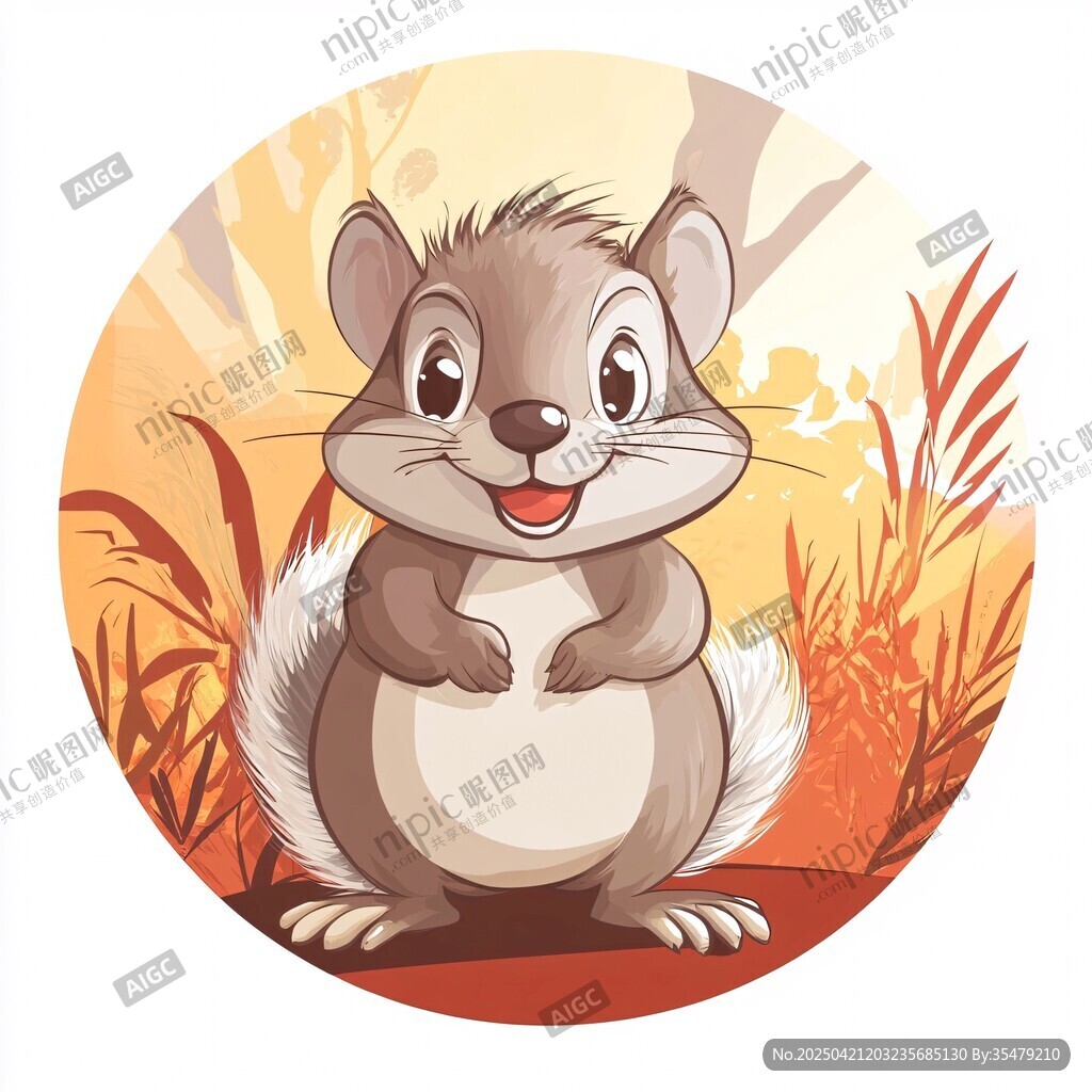 可爱松鼠在秋日场景中