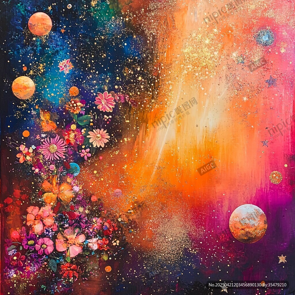 梦幻宇宙花卉奇幻图景