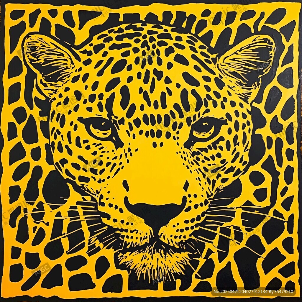 豹纹风格的猎豹头像插画