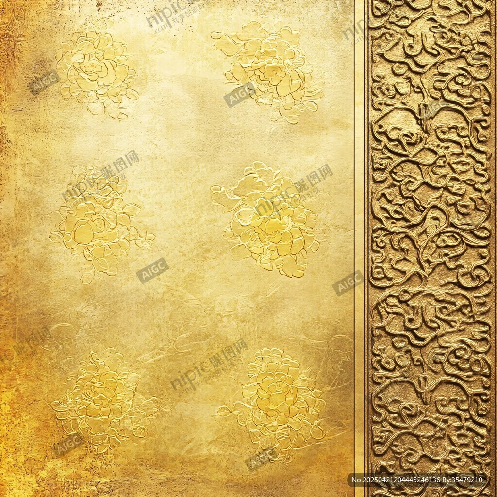 金色浮雕花纹复古背景图