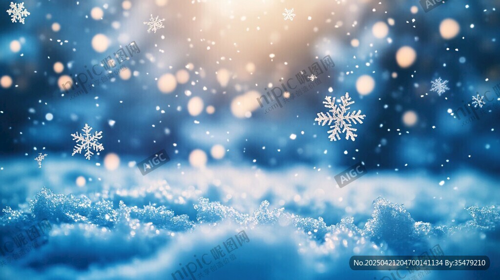 冬日雪景梦幻雪花纷飞