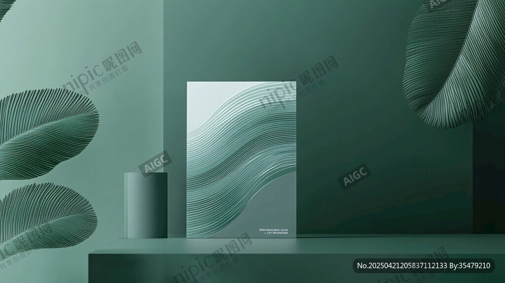 绿色简约风产品展示场景