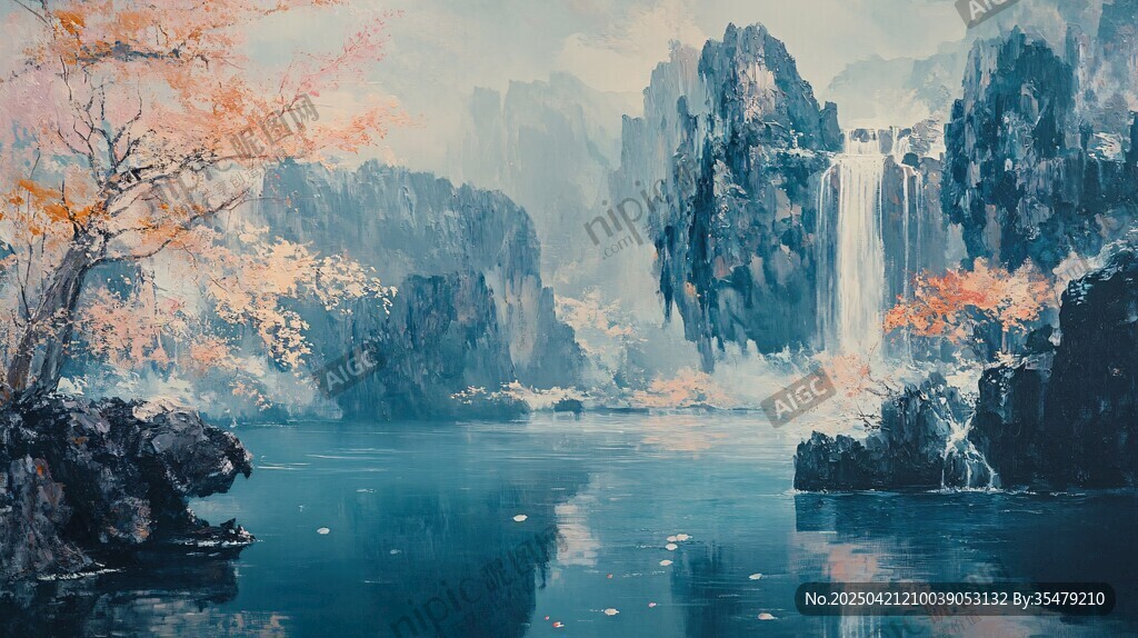 水墨山水间的诗意秋景