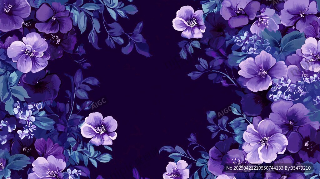 紫色花卉背景图案设计