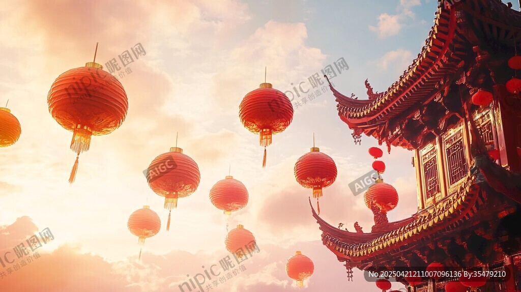 古建飘红灯 尽显中式浪漫