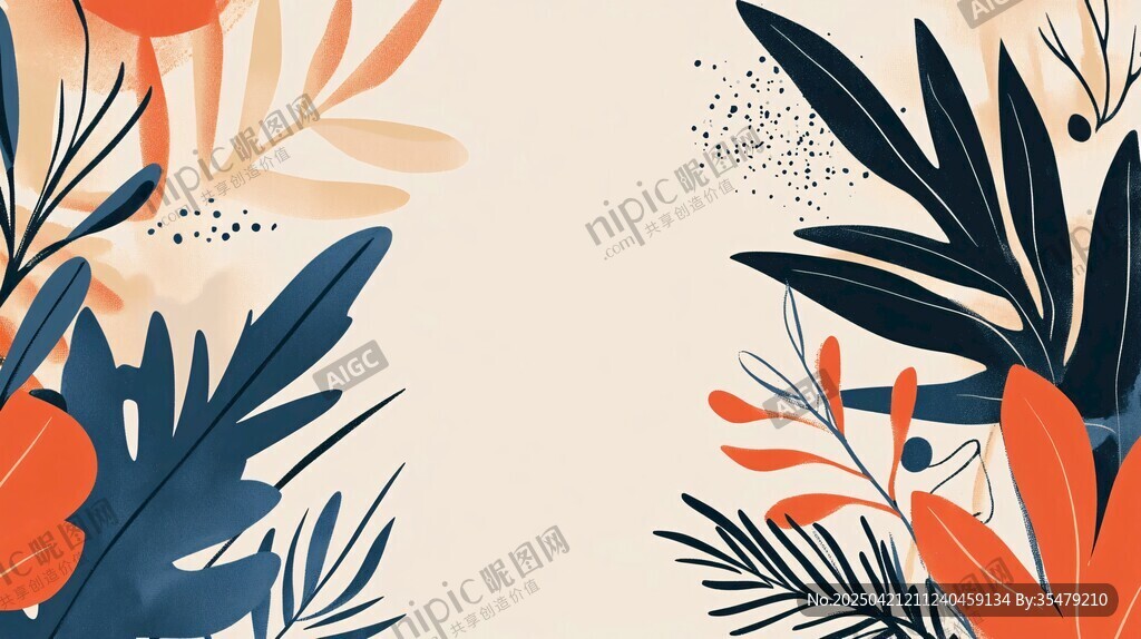 热带植物花卉装饰插画