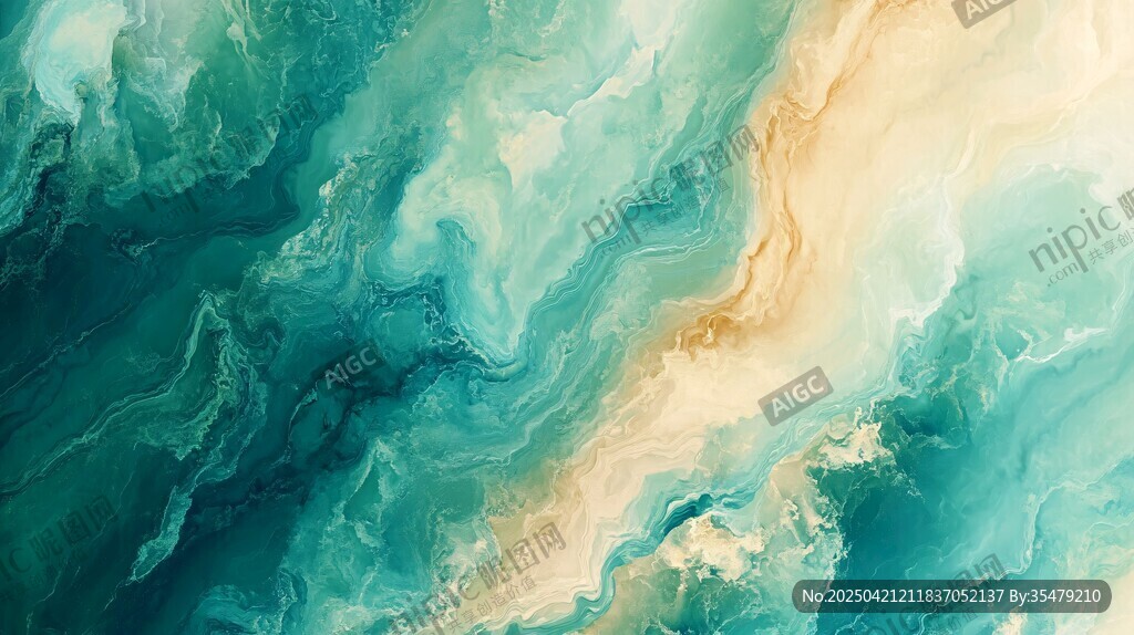 梦幻蓝绿流体艺术纹理