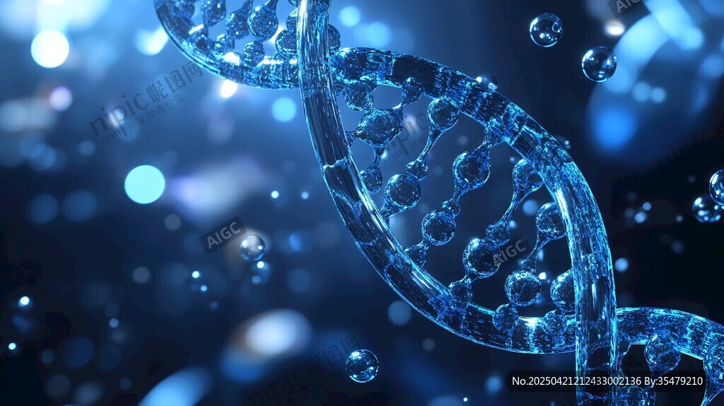 蓝色梦幻DNA分子结构图像