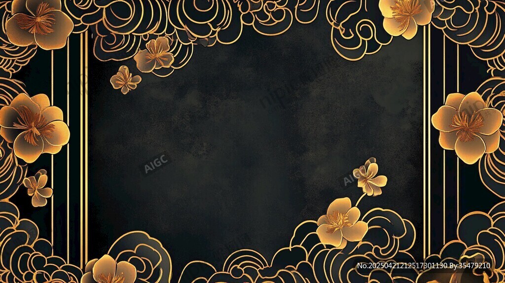 黑金中式花纹边框背景图