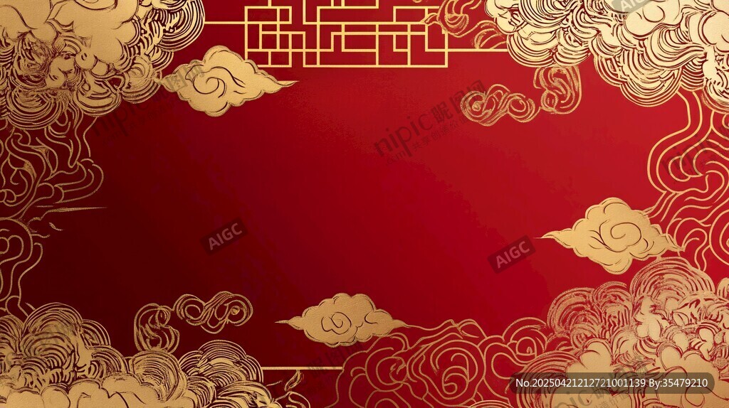 中式红金祥云传统背景图