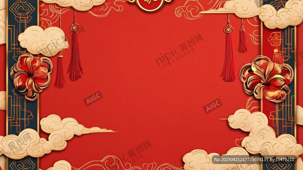 中式喜庆红色背景图