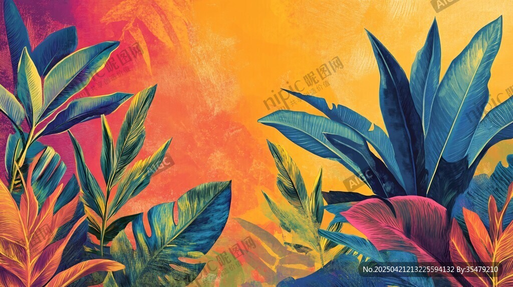 热带植物绚丽色彩风景
