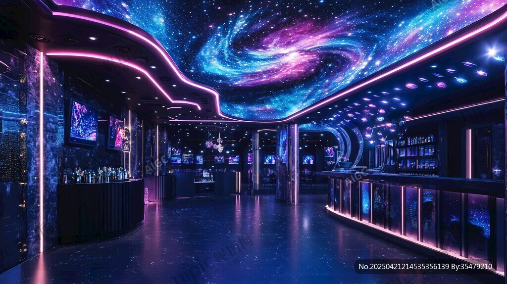 梦幻星空主题酷炫酒吧空间
