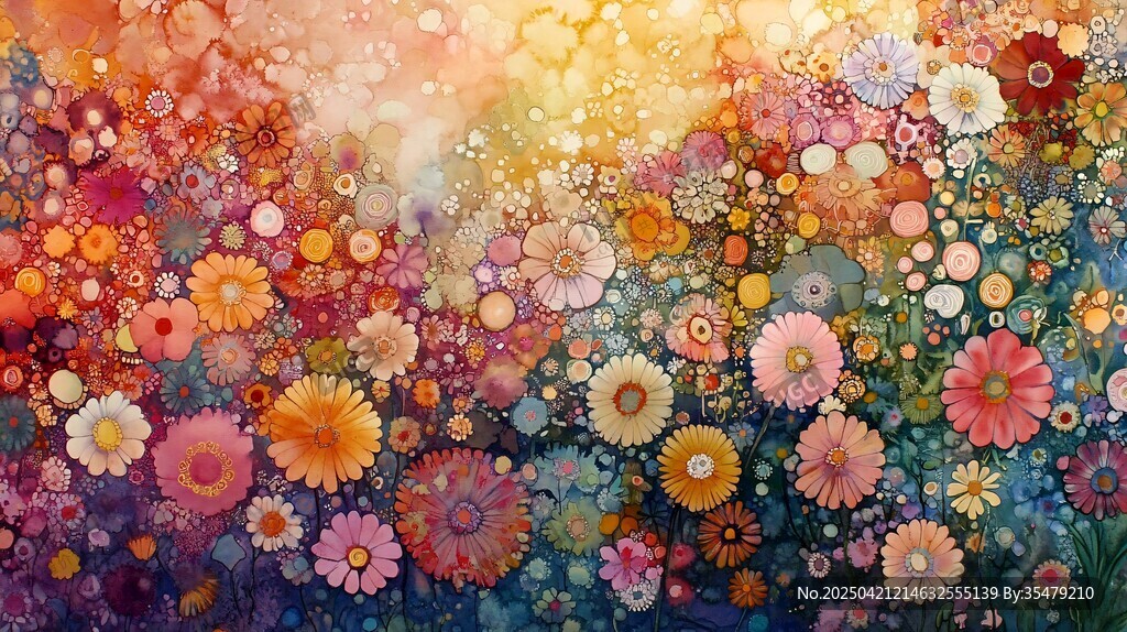 梦幻缤纷花海艺术画作