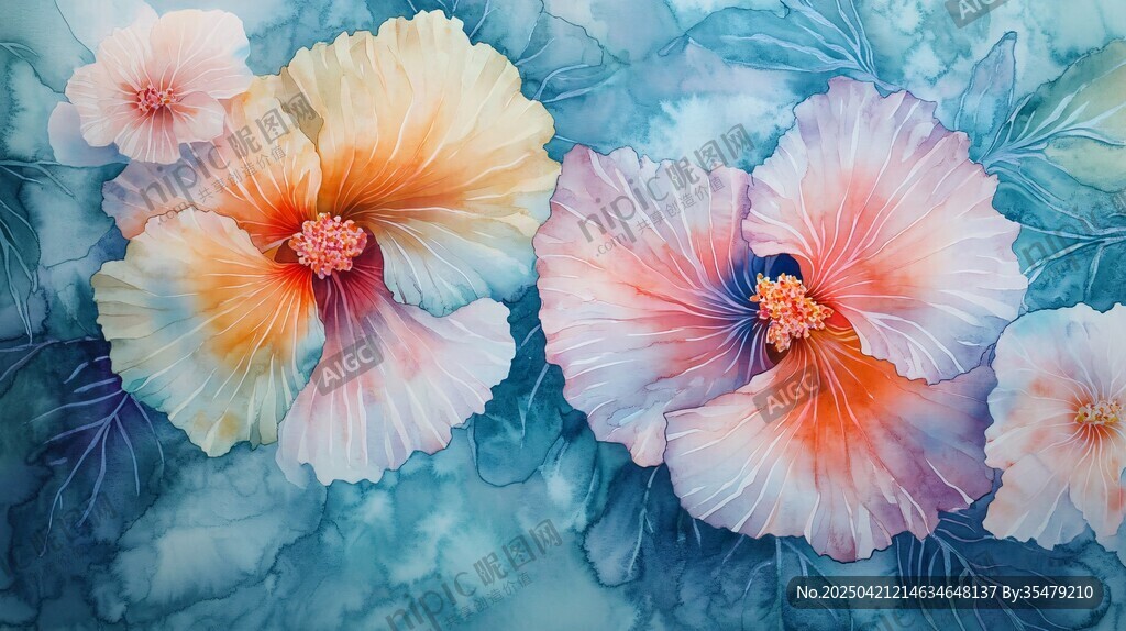 梦幻水彩花卉艺术画作