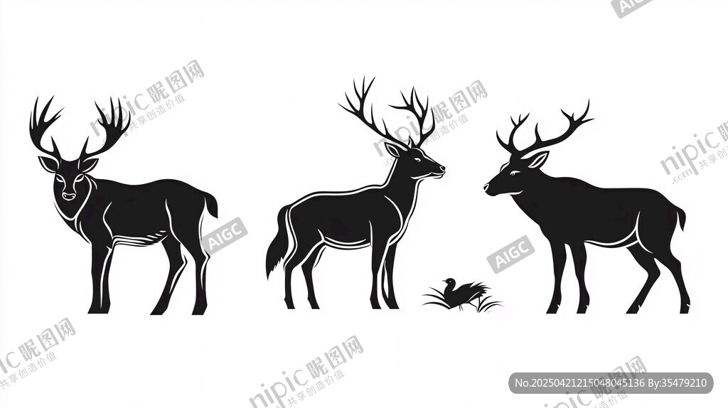 三只鹿的剪影图案