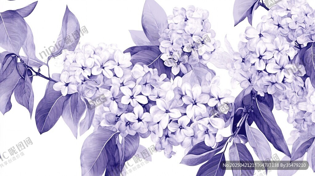紫色花卉图案装饰画