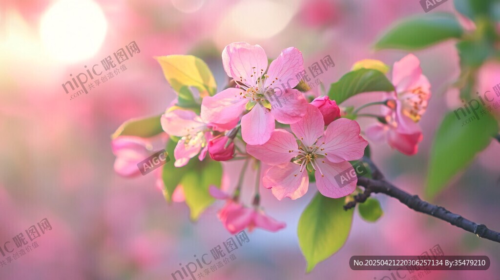 粉嫩海棠花枝俏