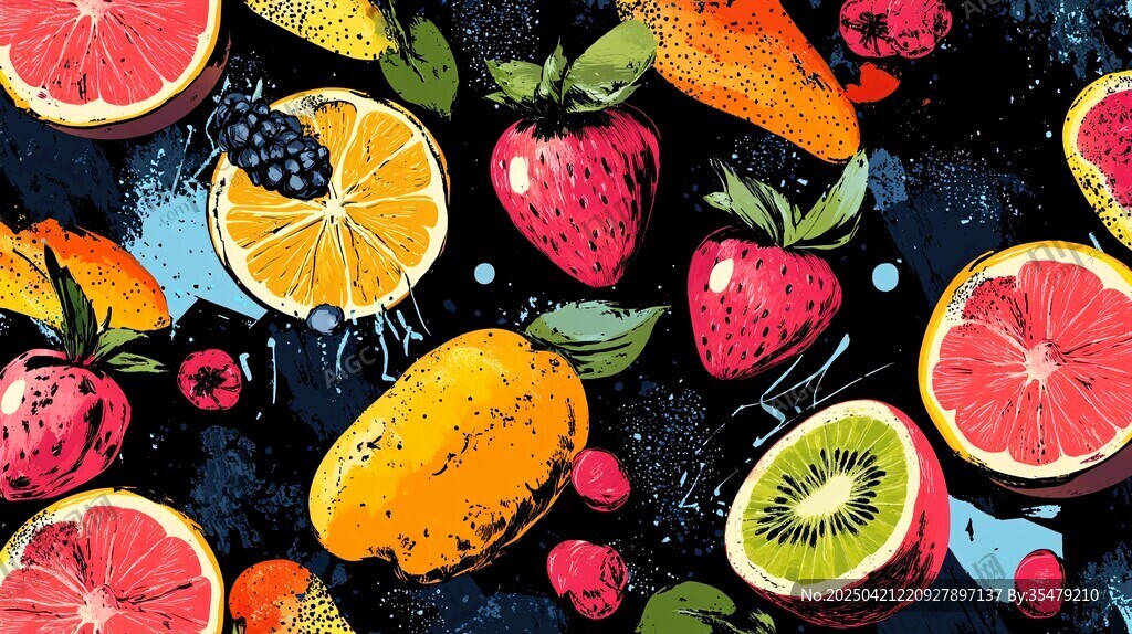 缤纷水果插画 色彩盛宴