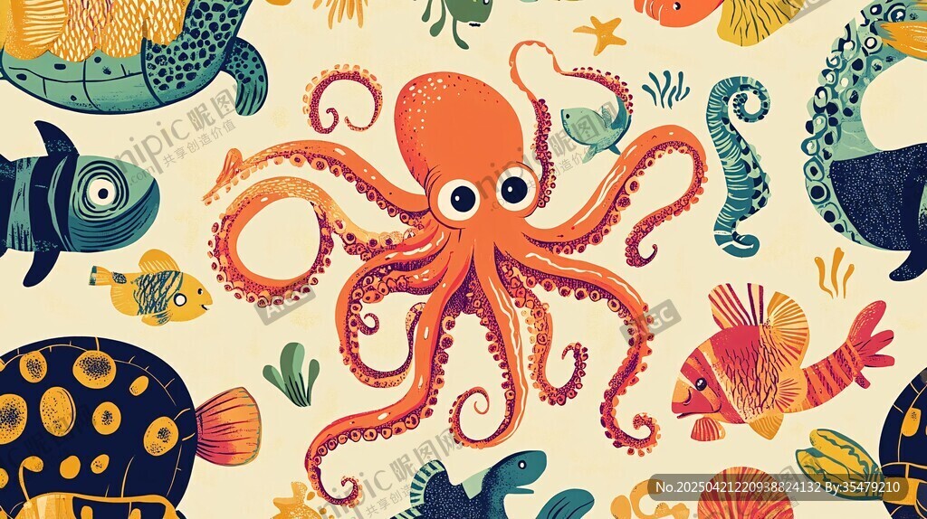 海洋动物大集合插画