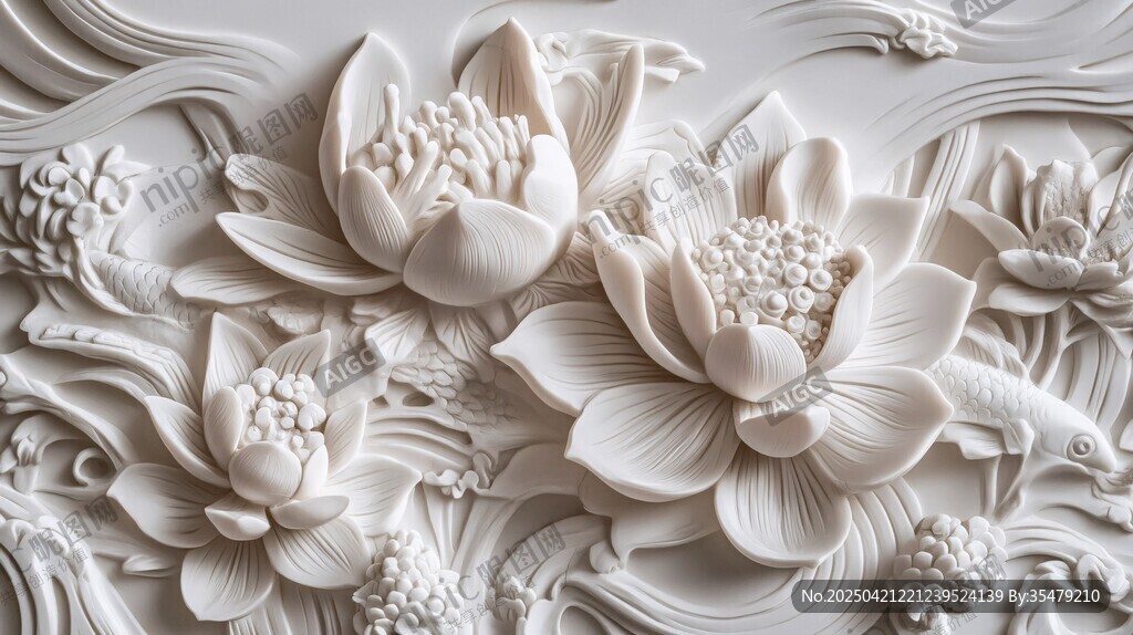 精美荷花浮雕艺术作品