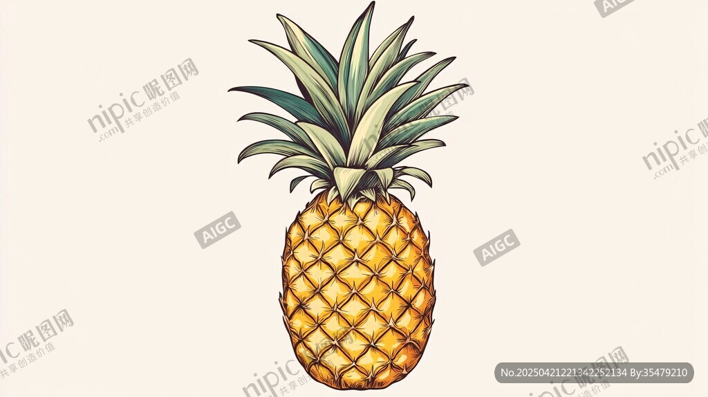 手绘菠萝插画