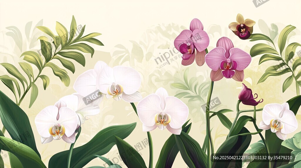 梦幻兰花绿植装饰画
