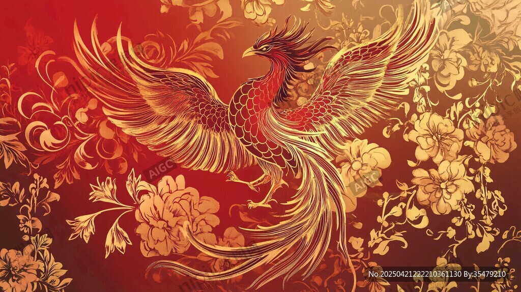 金凤凰于繁花中展翅飞舞