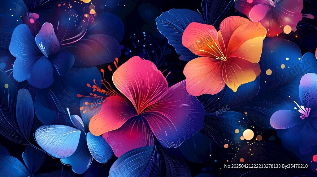 梦幻绚烂花卉背景图