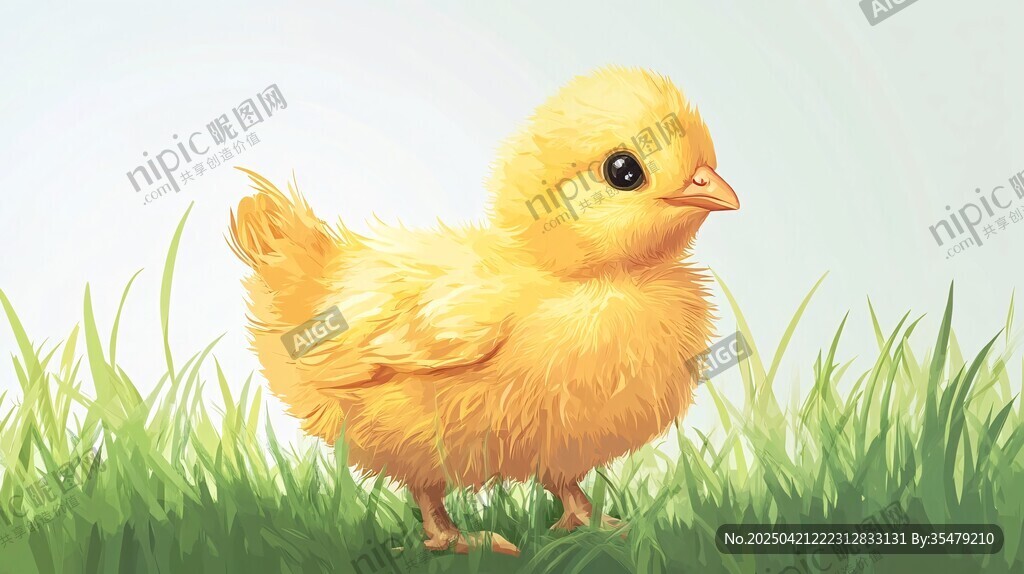 草地上的小黄鸡
