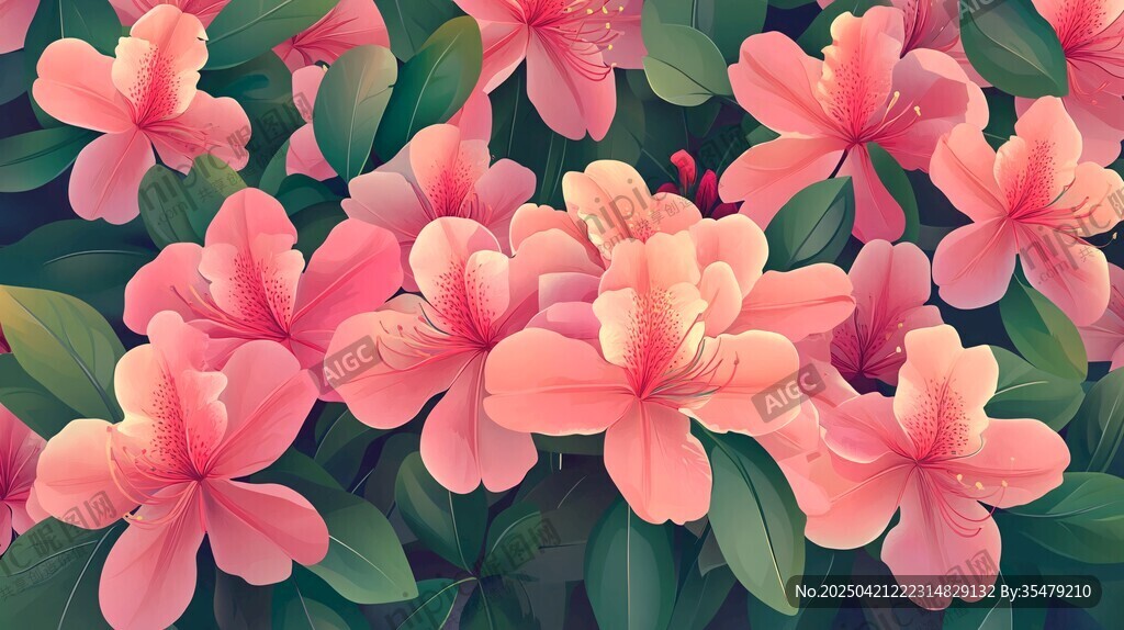 粉色烂漫杜鹃花绽放