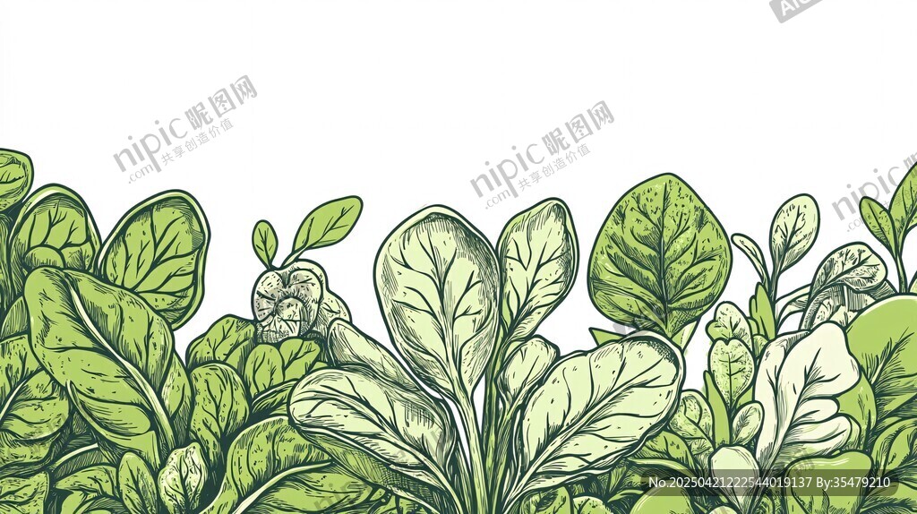 手绘绿叶植物边框图案