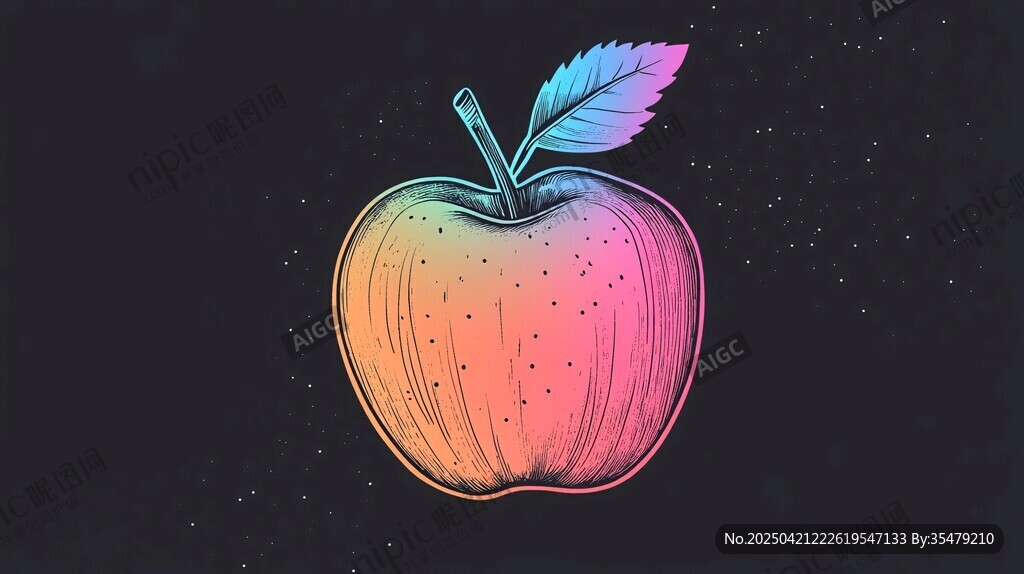 梦幻渐变苹果插画