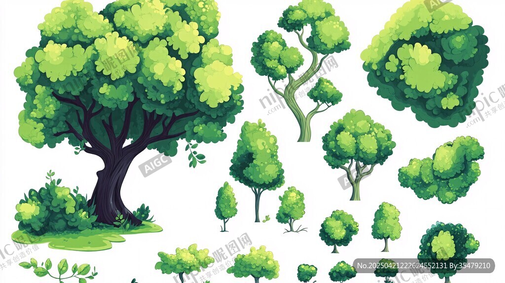 多样绿植插画集合