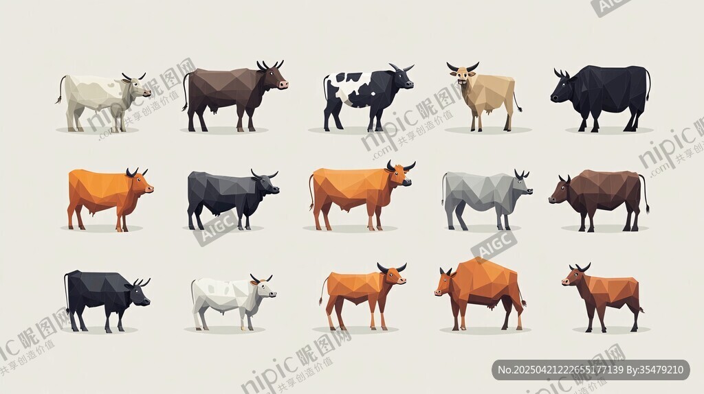 多样牛类插画集合