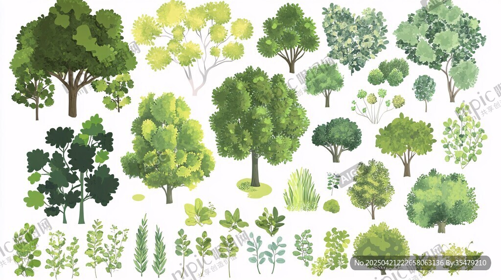 多样绿植插画素材