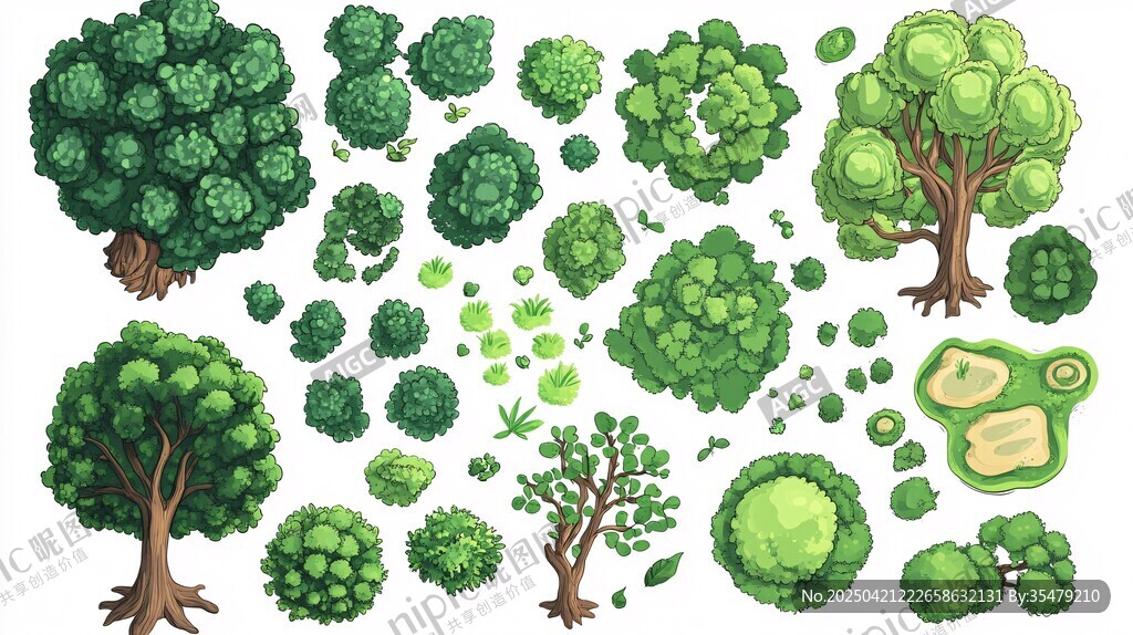 多样绿植插画集合