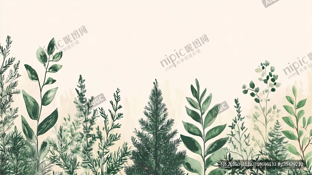 清新绿植边框图