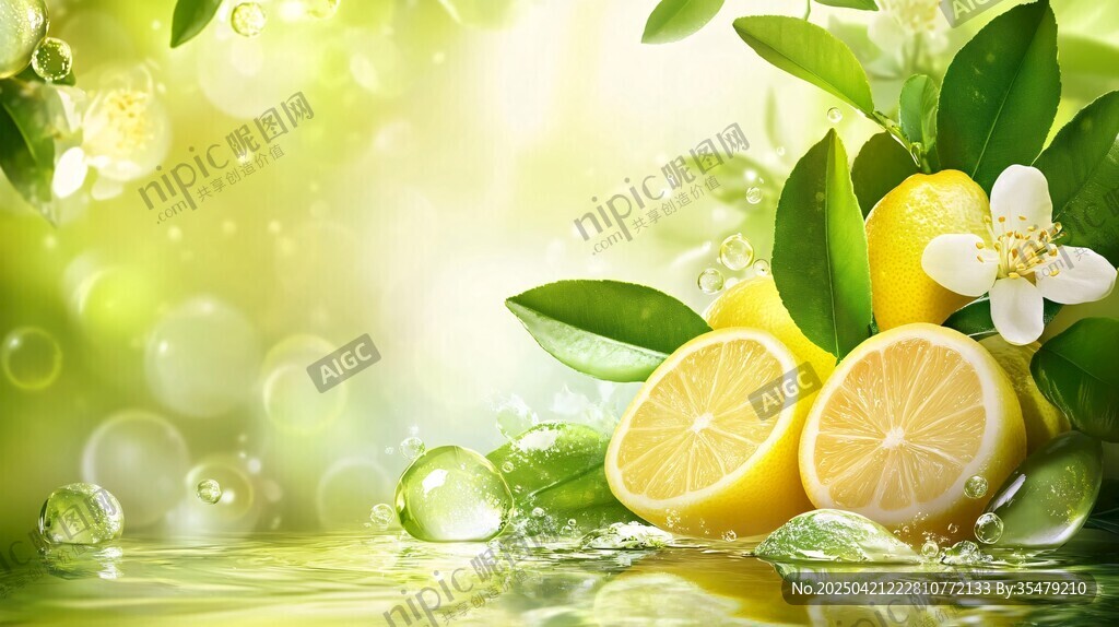 清新柠檬与绿叶的灵动画面