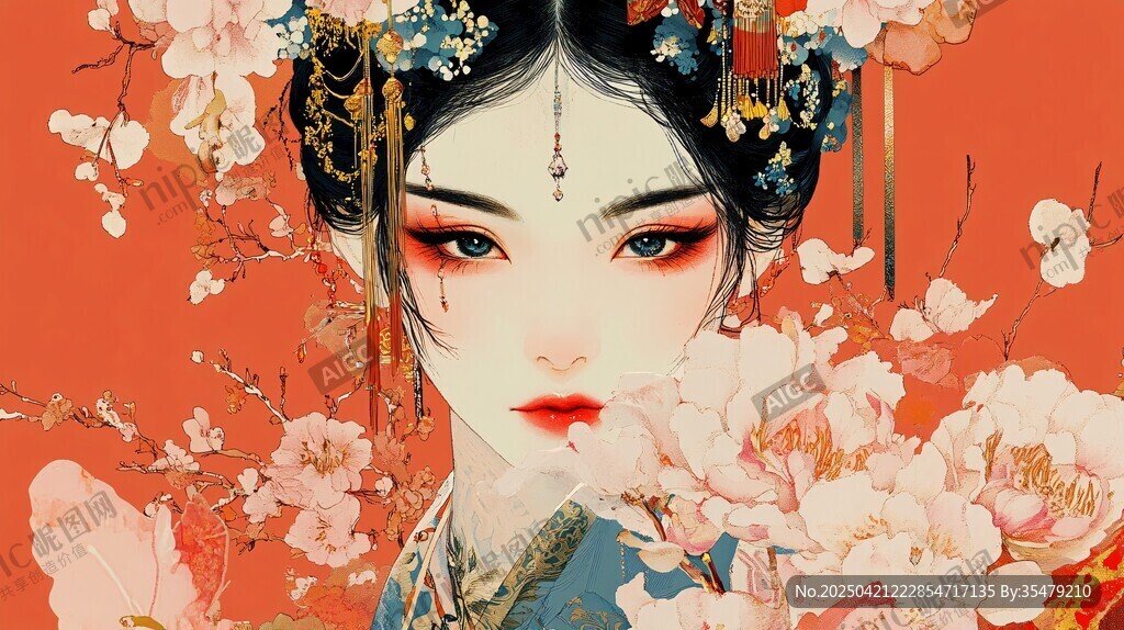 古风佳人赏繁花