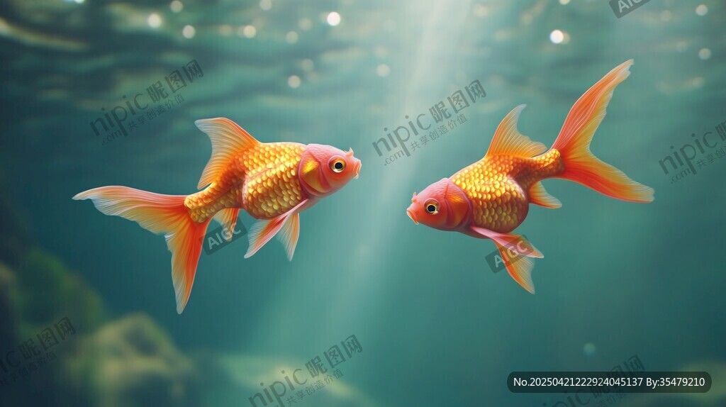 水中双金鱼的灵动瞬间