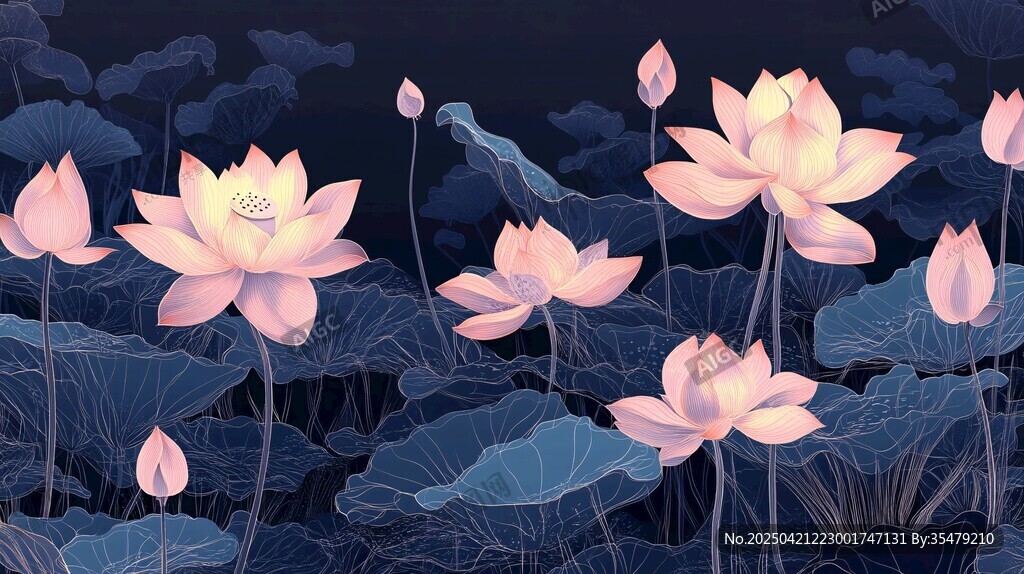 梦幻夜荷图