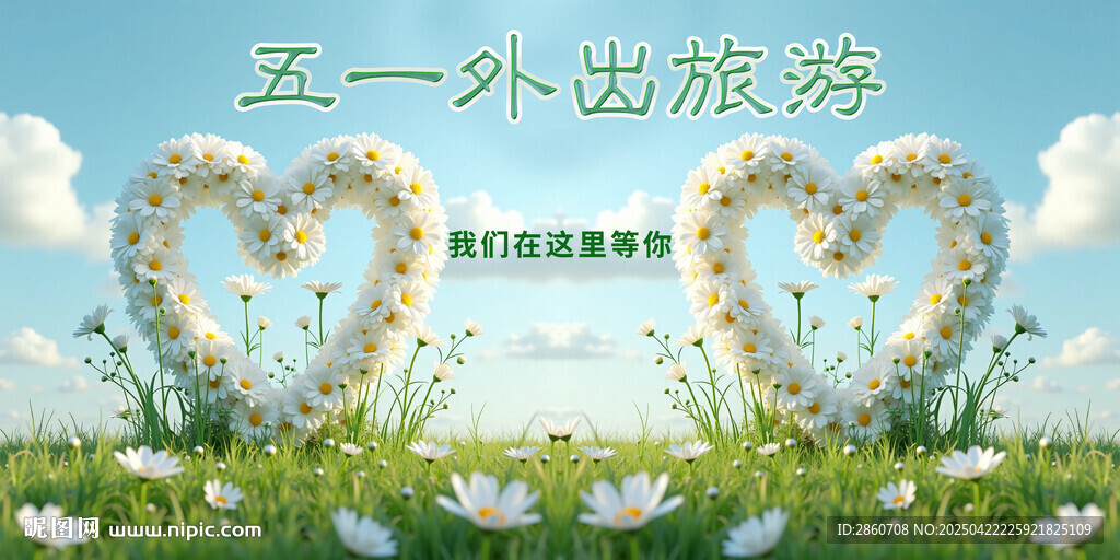 五一出游 浪漫心形花卉风景