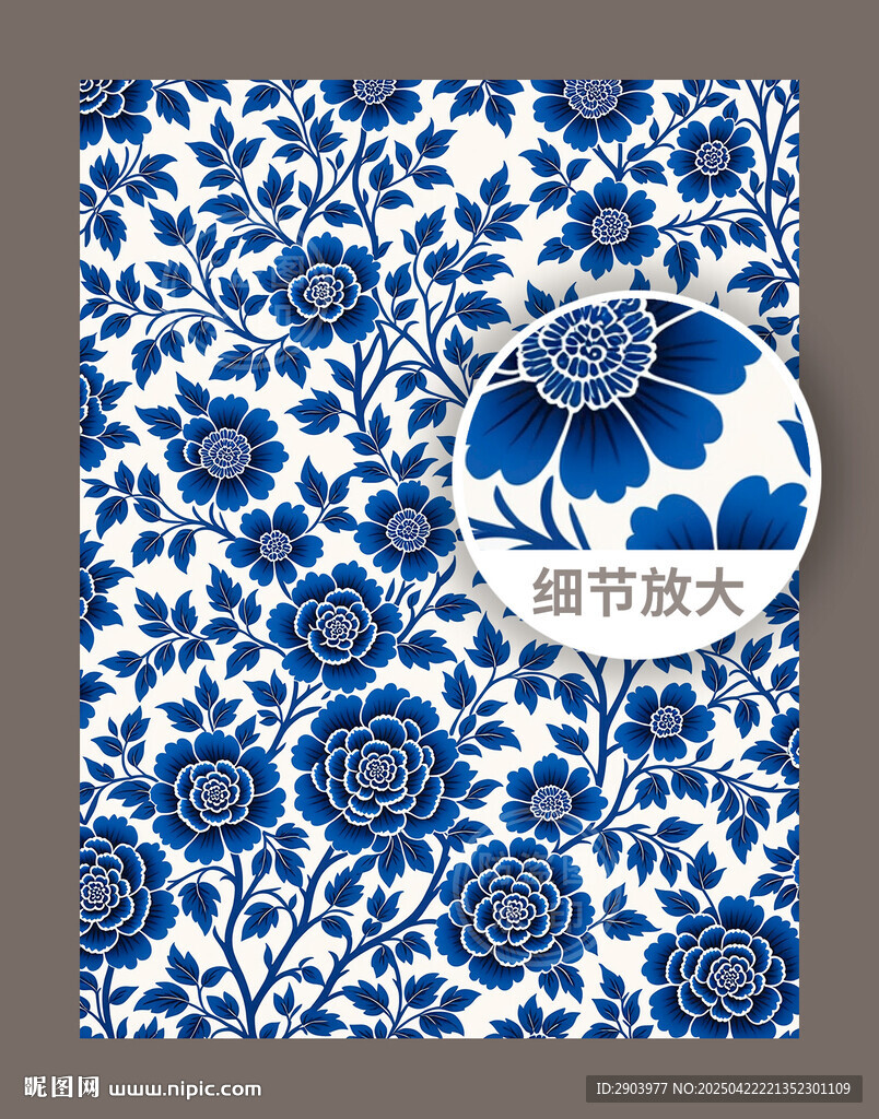 传统古典中式青花花纹图案