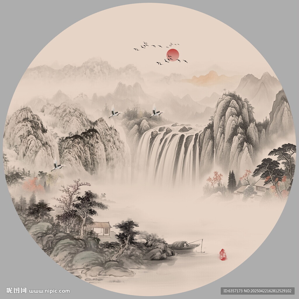 意境水墨山水画