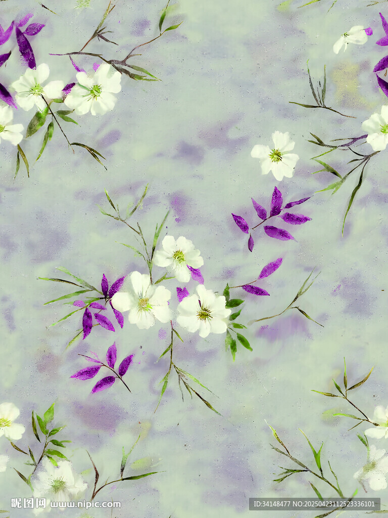 淡紫花卉图案背景纹理